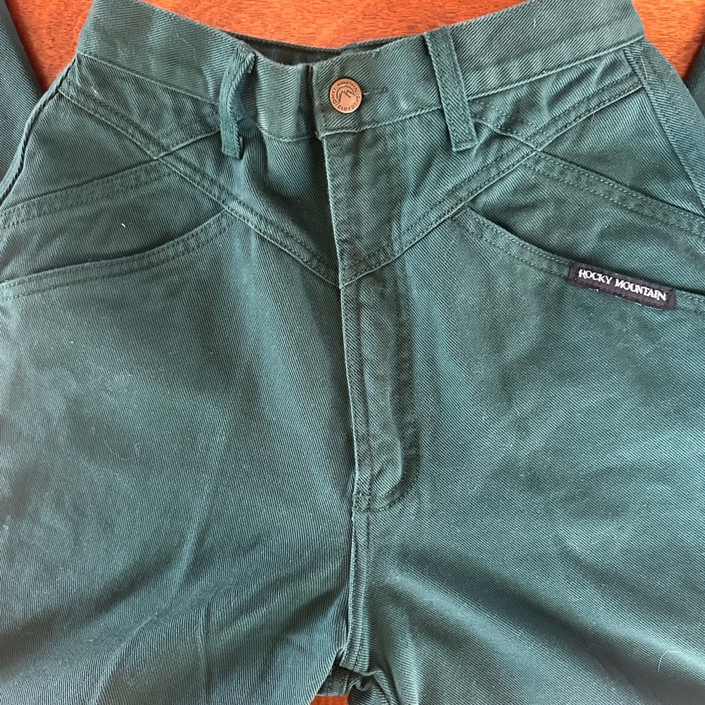 Vintage Rocky Mountain Western Pants High Rise Green 26x27 90s - Picture 2 of 7